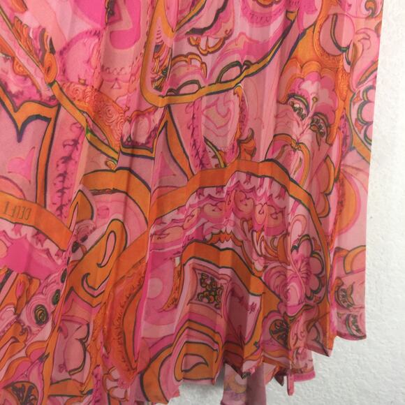 Delfi Collective Lilah Midi Skirt Size Medium Pink Paisley Pleated Boho Y2K - Picture 10 of 12